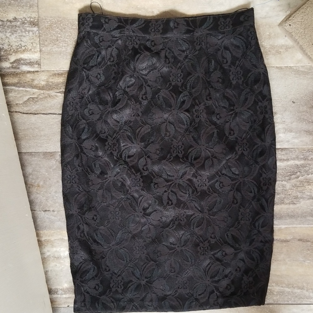 black flower lace skirt